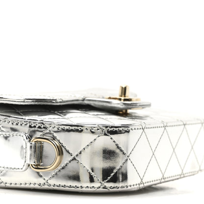 Chanel Mirror Calfskin Metallic Calfskin Quilted Hollywood Boulevard Mini Flap With Star Coin Purse Silver 10 of 11