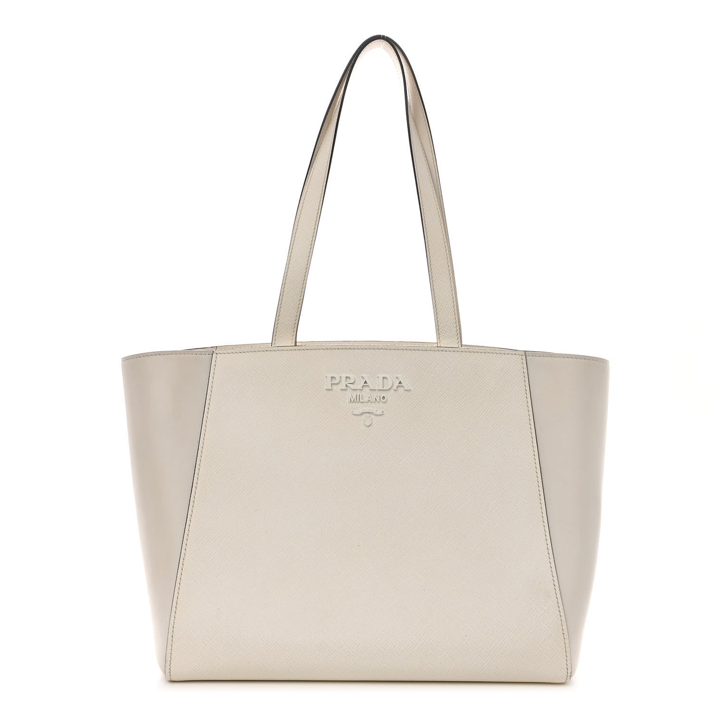 Saffiano Cuir City Calf Monochrome Shopping Tote White