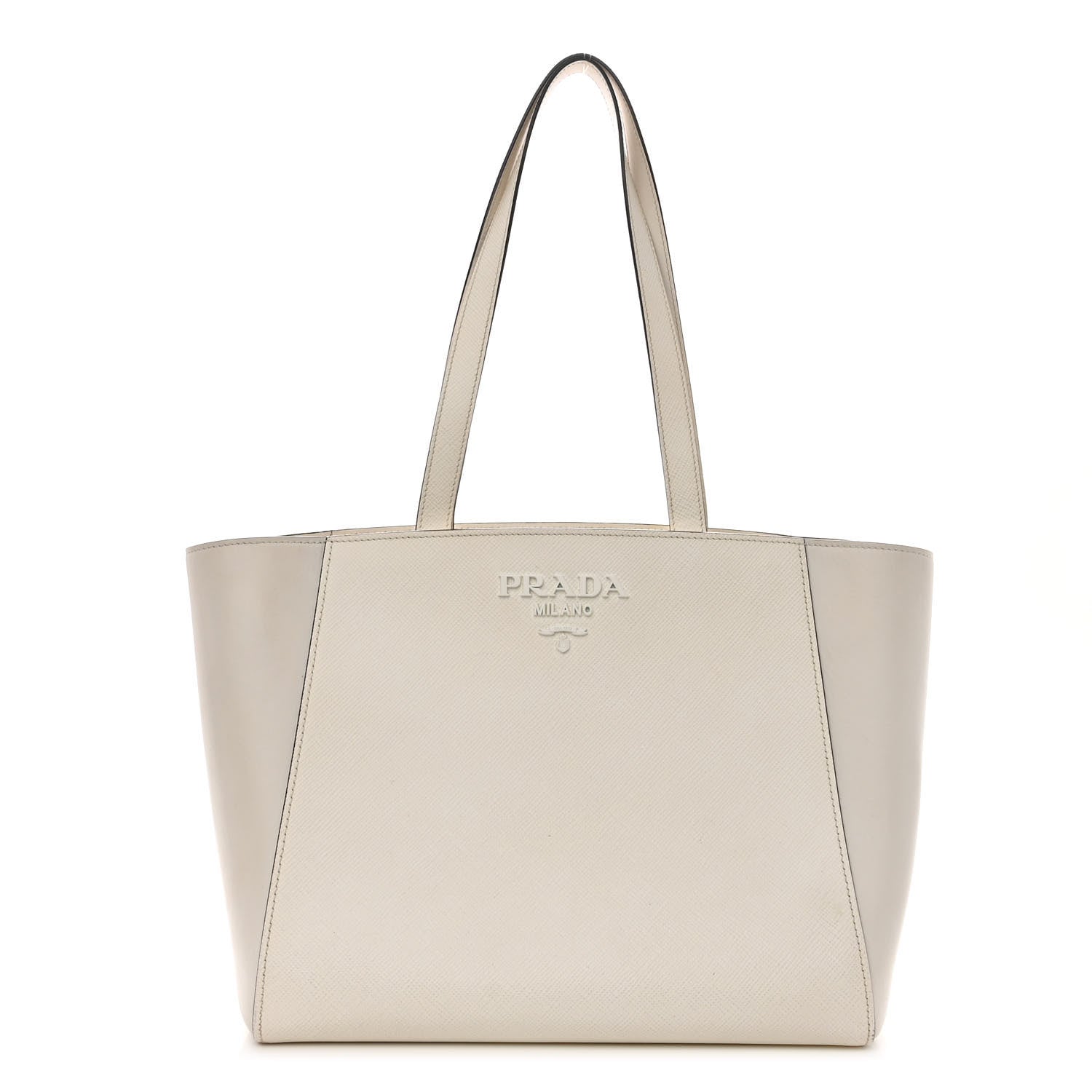 Prada Saffiano Cuir City Calf Monochrome Shopping Tote White 1 of 10