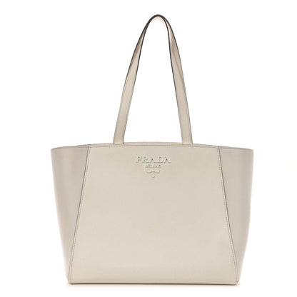 Prada Saffiano Cuir City Calf Monochrome Shopping Tote White 1 of 10
