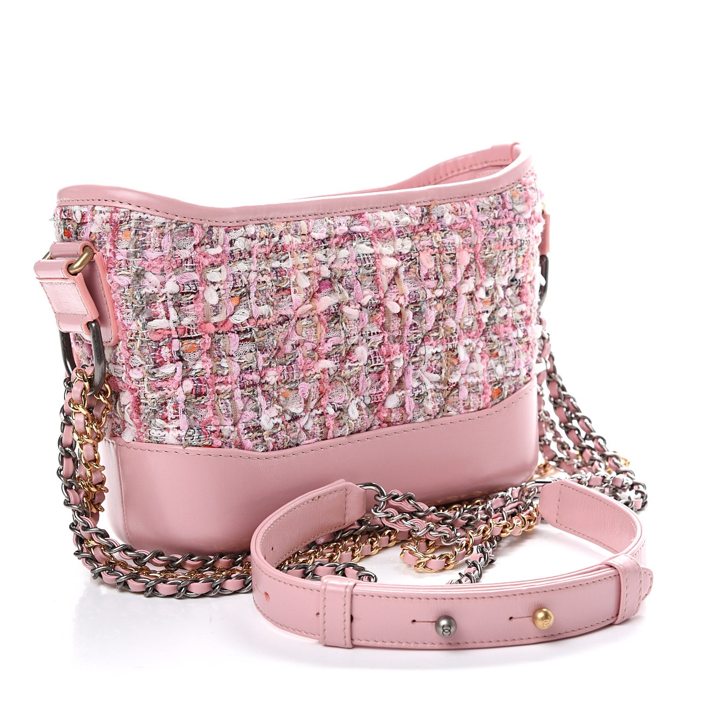 Tweed Calfskin Small Gabrielle Hobo Light Pink
