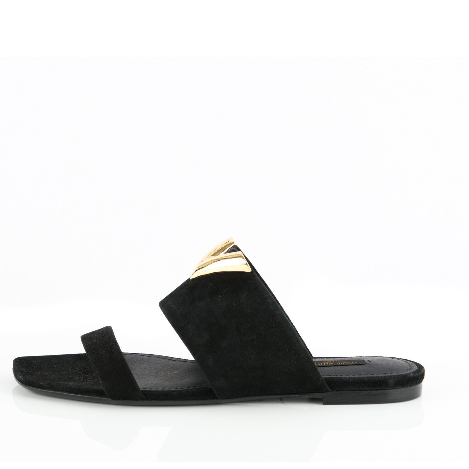 Louis Vuitton Suede Bayfront Mule Sandals 38 Black 1 of 7