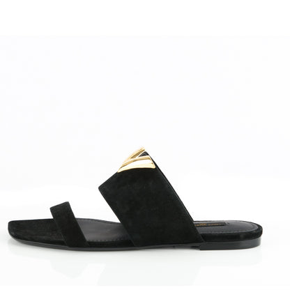 Louis Vuitton Suede Bayfront Mule Sandals 38 Black 1 of 7