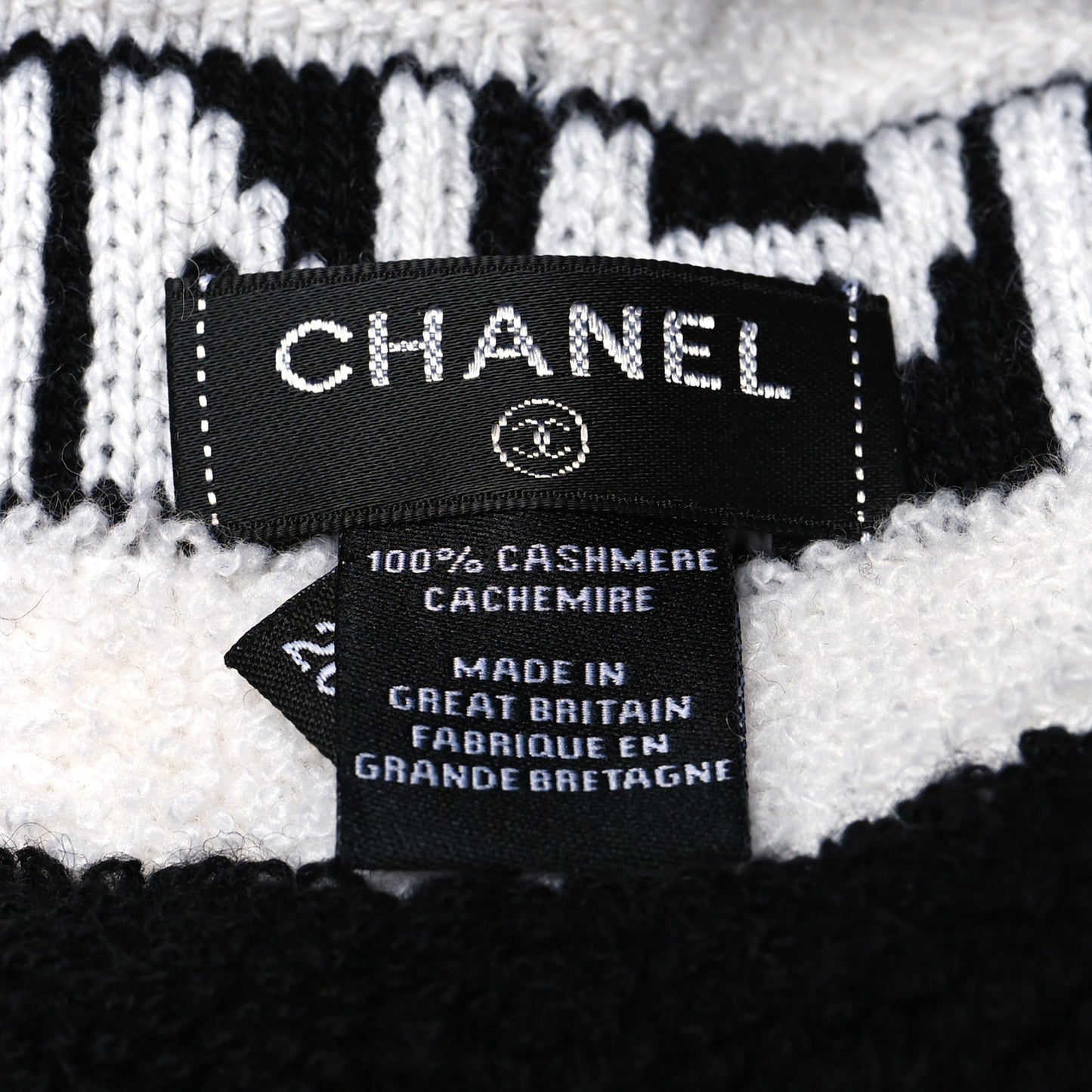 Cashmere CC Beanie Hat Ecru Black