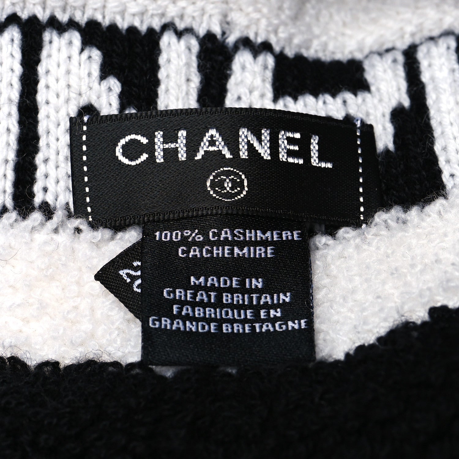 Chanel Cashmere CC Beanie Hat Ecru Black 5 of 5