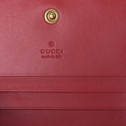 Gucci Calfskin Matelasse GG Marmont Card Case Wallet Hibiscus Red 5 of 6