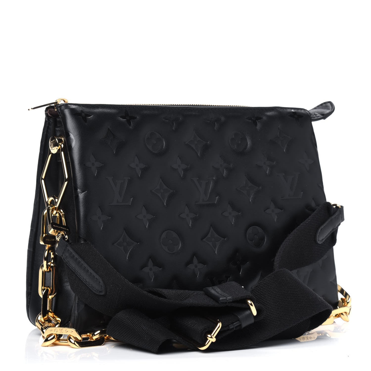 Louis Vuitton Lambskin Embossed Monogram Coussin PM Black 2 of 4