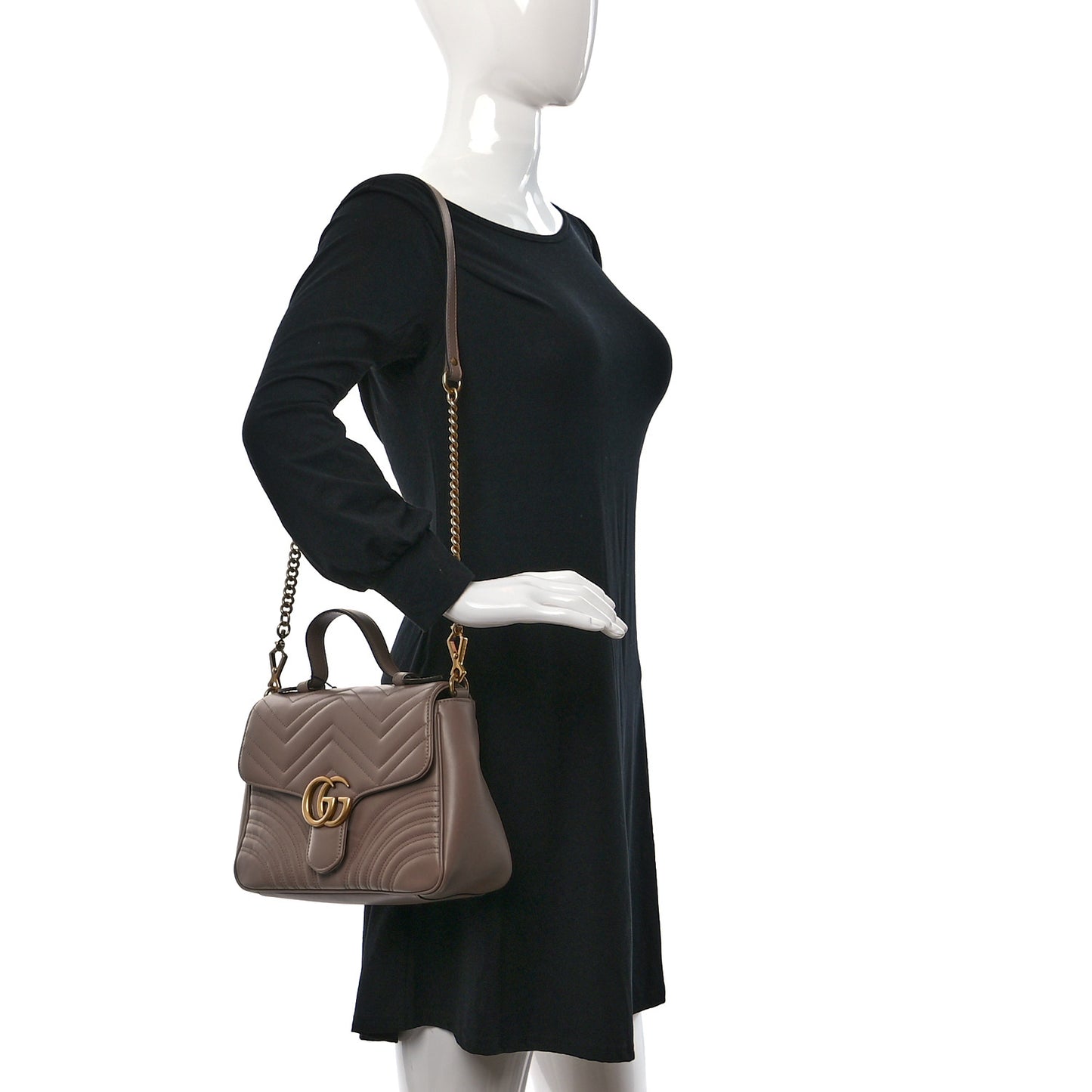 Calfskin Matelasse Small GG Marmont Top Handle Shoulder Bag Porcelain Rose