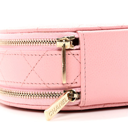Chanel Caviar Quilted Round Handle With Care Vanity With Chain Pink 10 of 12