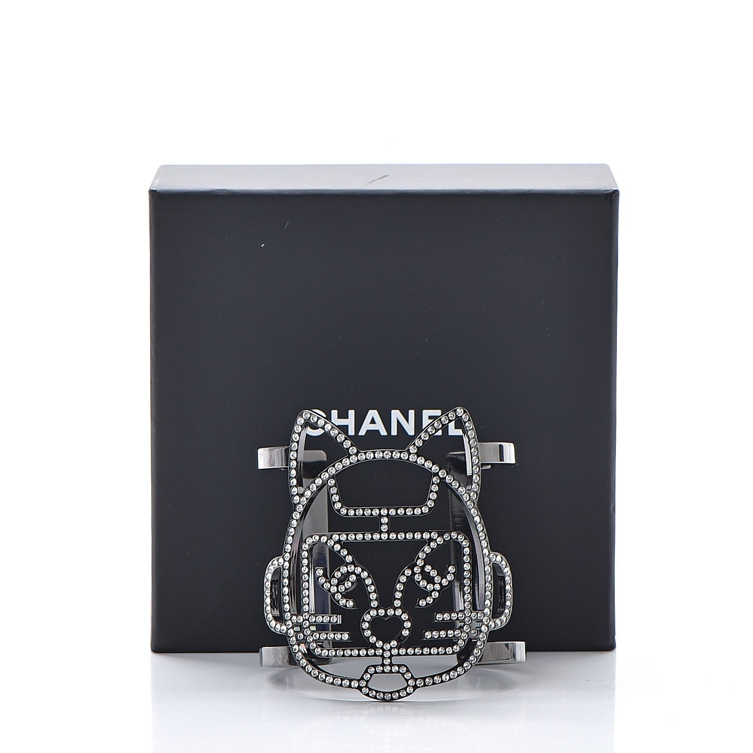 Chanel Strass Crystal CC Emoji Robot Cat Cuff 6 of 6