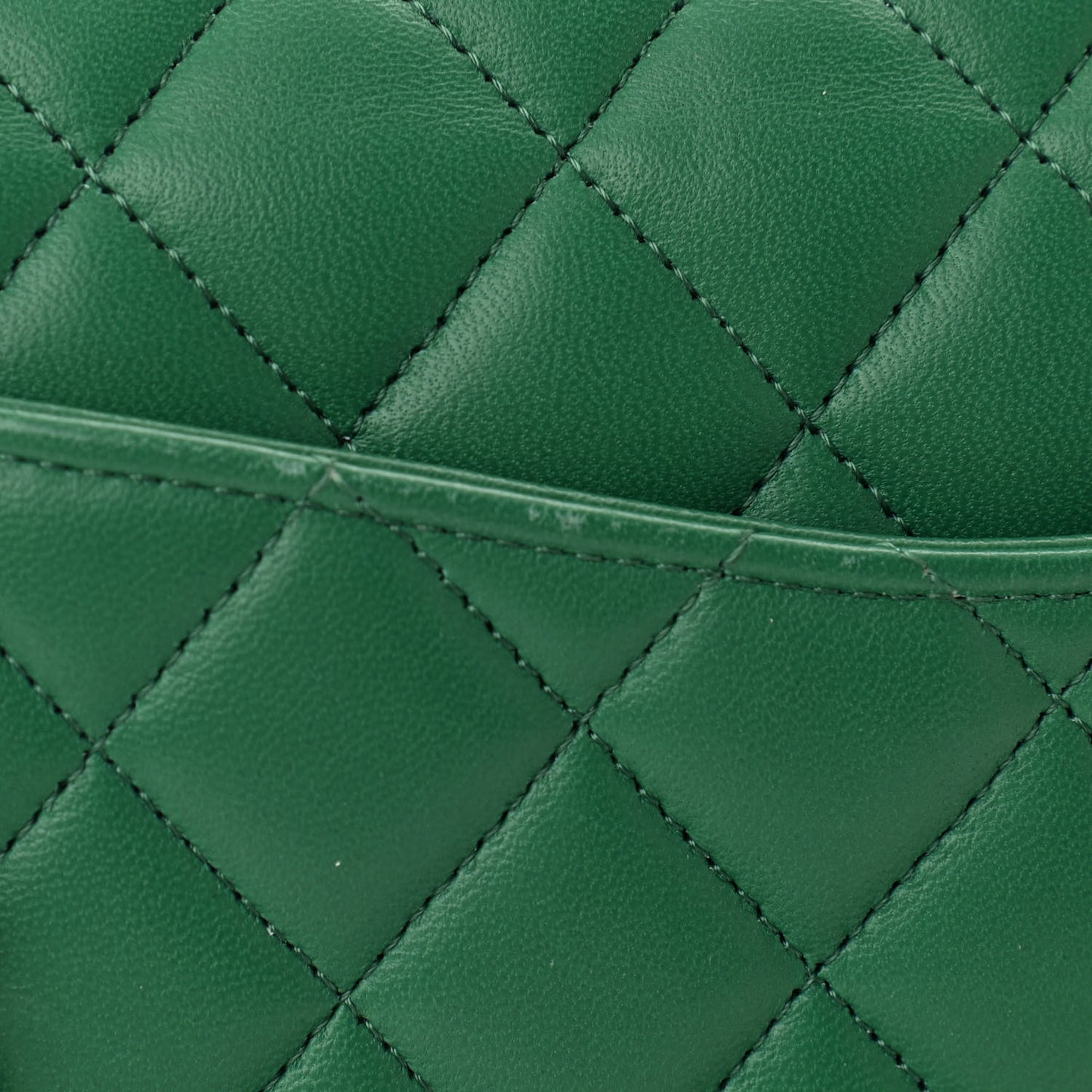Lambskin Quilted Medium Double Flap Green