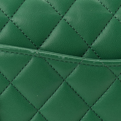 Chanel Lambskin Quilted Medium Double Flap Green 11 of 12