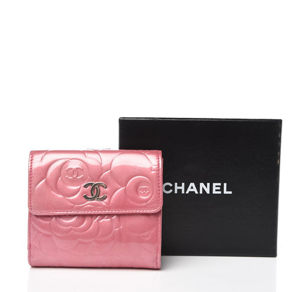 Chanel Patent Embossed Camellia French Wallet Pink 13 of 13