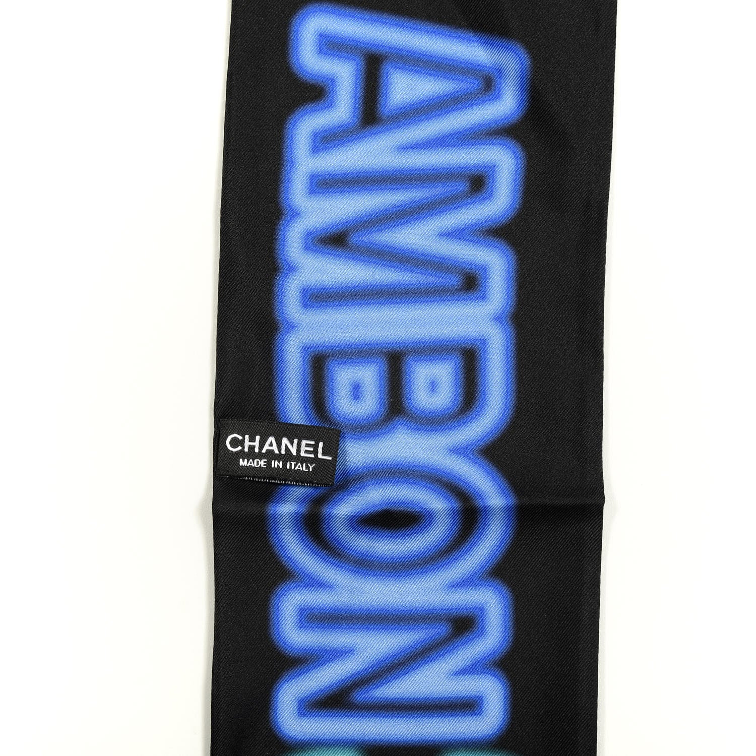 Chanel Silk Neon CC Bandeau Scarf Black Multicolor 3 of 3
