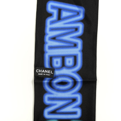Chanel Silk Neon CC Bandeau Scarf Black Multicolor 3 of 3