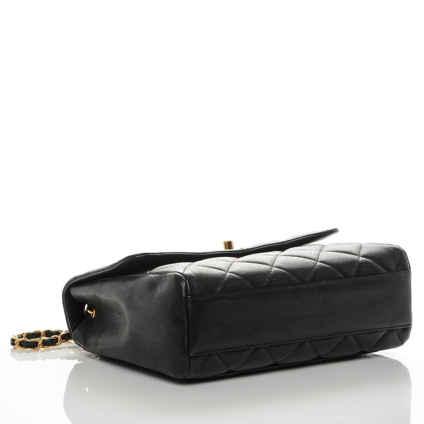 Caviar Quilted Medium Flap Shoulder Bag Black
