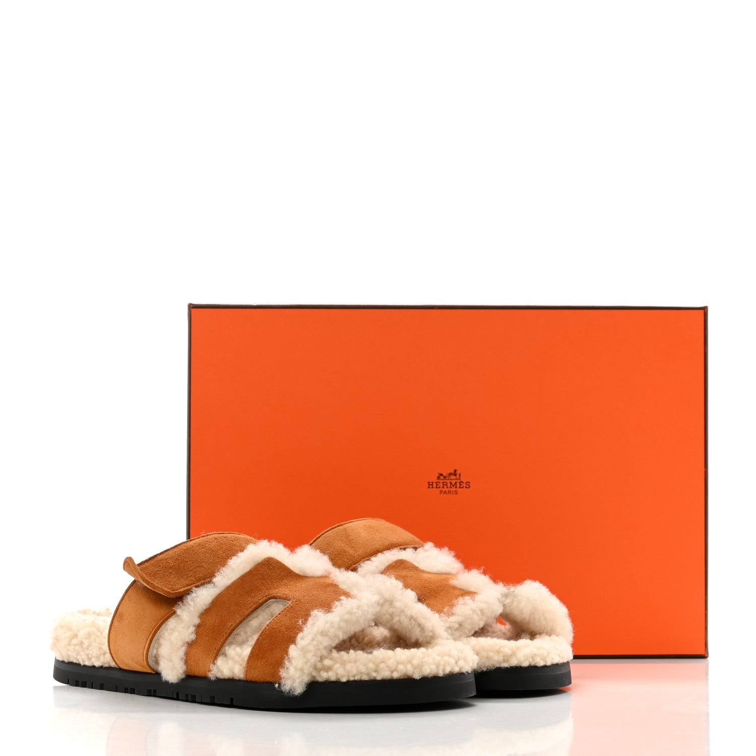 Hermes Suede Goatskin Woolskin Womens Chypre Sandals 35.5 Naturel Ecru 9 of 9