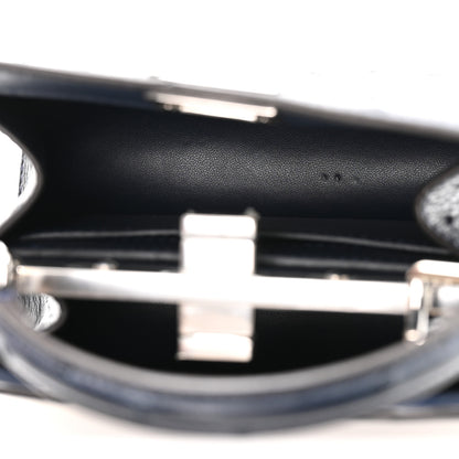 Fendi Ostrich Shiny Nappa Petite Peekaboo I SEE U Satchel Dark Blue 5 of 10