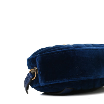 Gucci Velvet Matelasse GG Marmont Belt Bag 85 34 Cobalt Blue 11 of 12