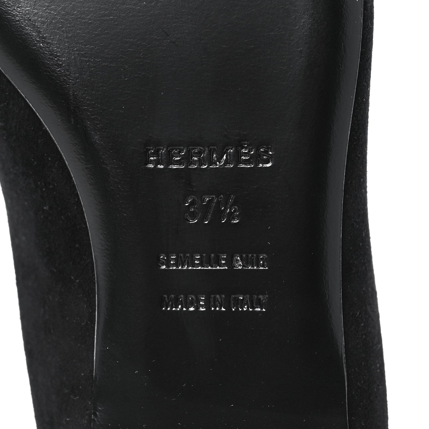 Hermes Suede Goatskin Metallic Nappa Roxane Mules 37.5 Black Canon De Fusil Argent 6 of 9