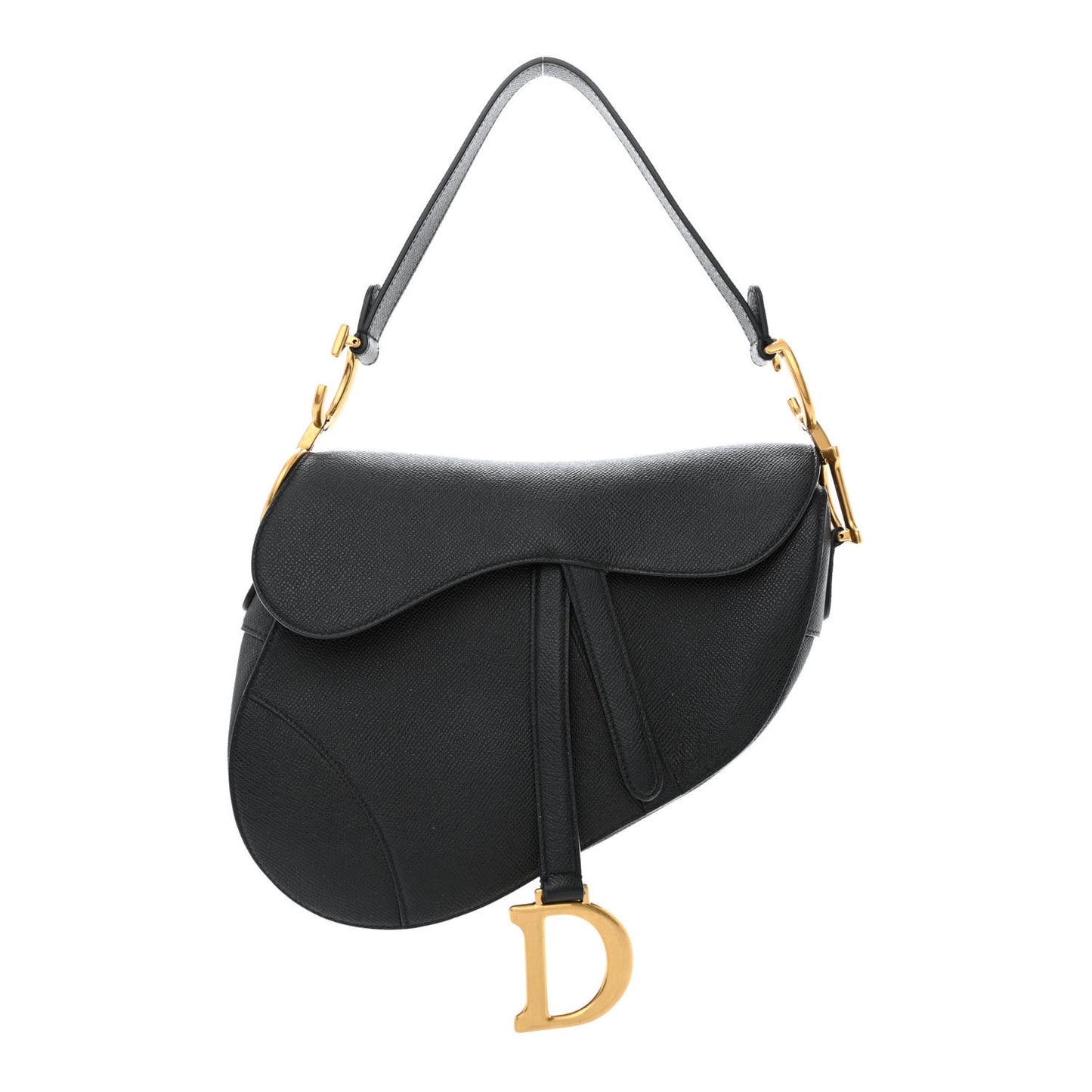 Grained Calfskin Saddle Bag Black