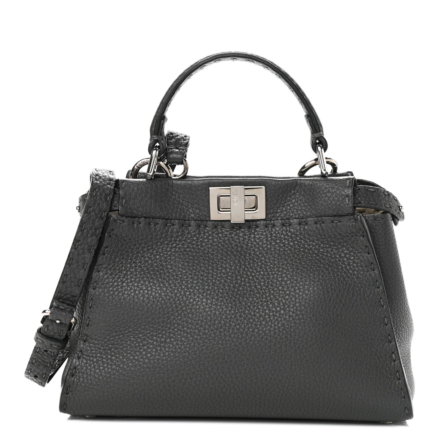 Cuoio Romano Selleria Bi-Color Mini Peekaboo Iconic Satchel Asfalto Latte