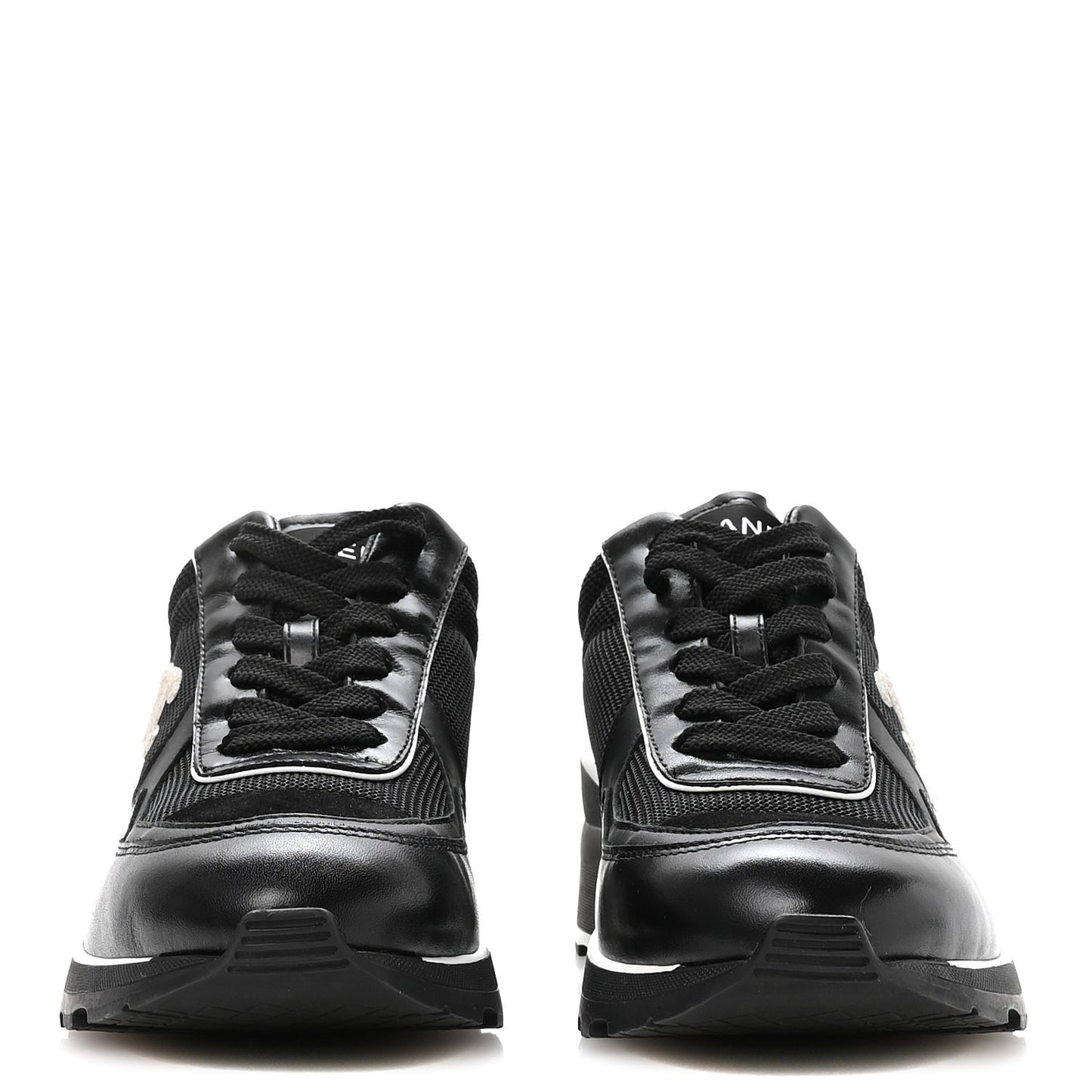 Mixed Fibers Suede Shiny Calfskin Womens CC Sneakers 39.5 Black