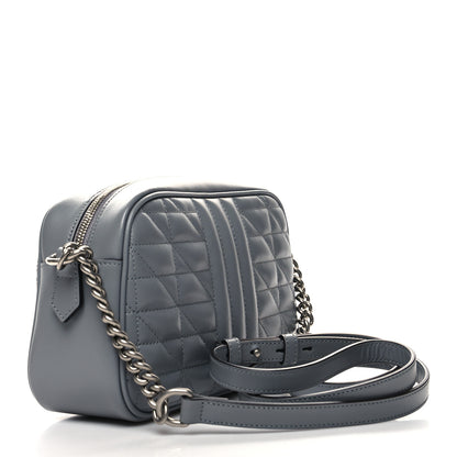 Gucci Calfskin Matelasse Aria Small GG Marmont Chain Shoulder Bag Deep Grey 2 of 12