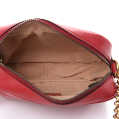 Gucci Calfskin Matelasse Mini GG Marmont Chain Shoulder Bag Hibiscus Red 5 of 9