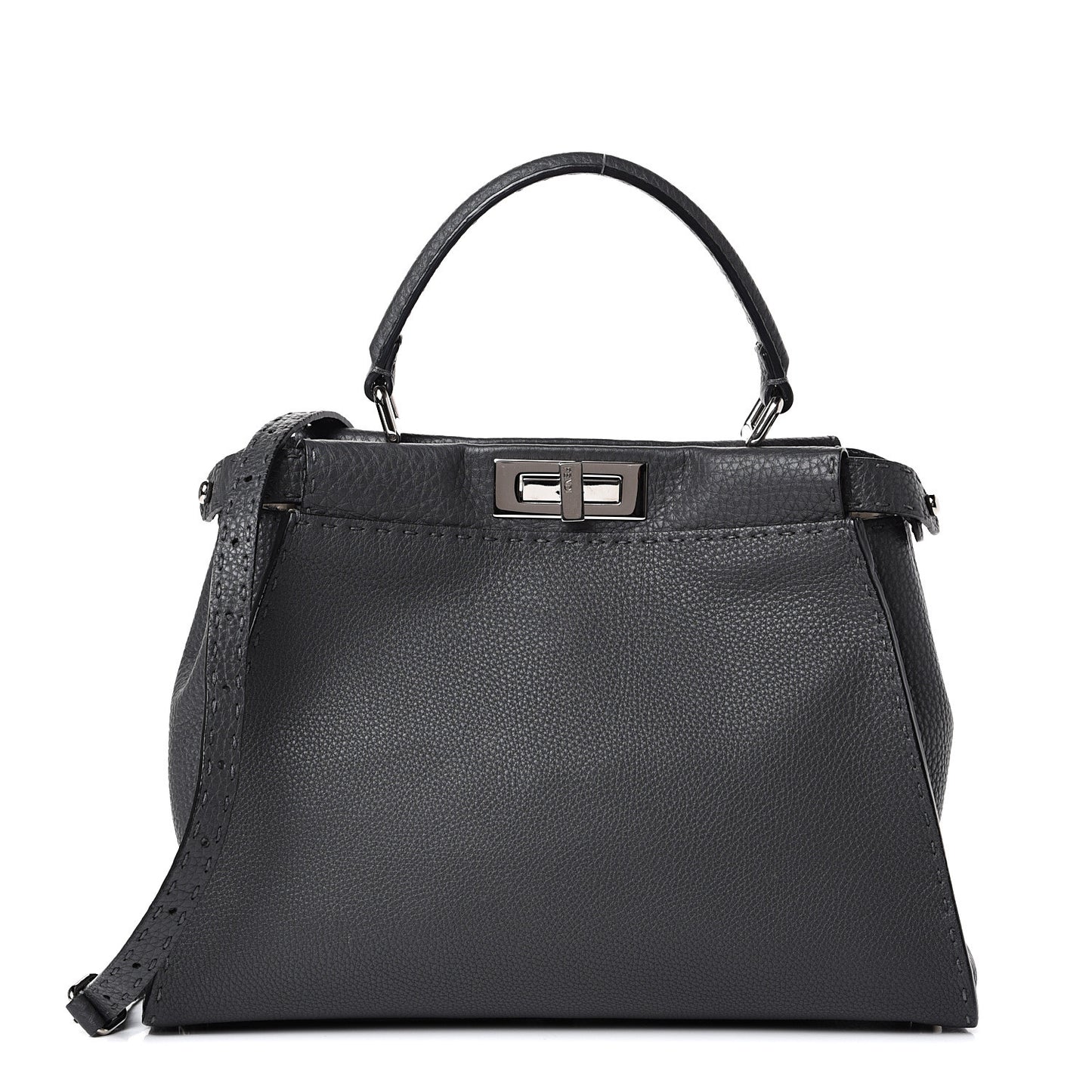 Cuoio Romano Selleria Bi-Color Medium Peekaboo Iconic Satchel Asfalto Latte