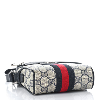 Gucci GG Supreme Monogram Textured Calfskin Web Mini Ophidia Messenger Beige Blue 4 of 10