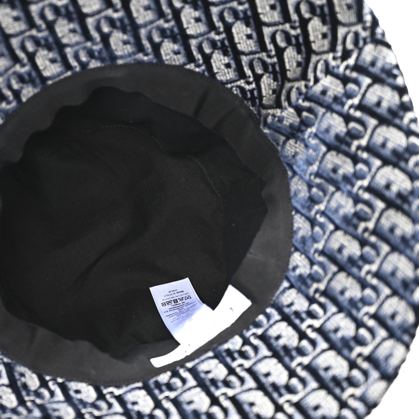 Velvet Oblique Large Brim Bucket Hat 58 Bleu Marine