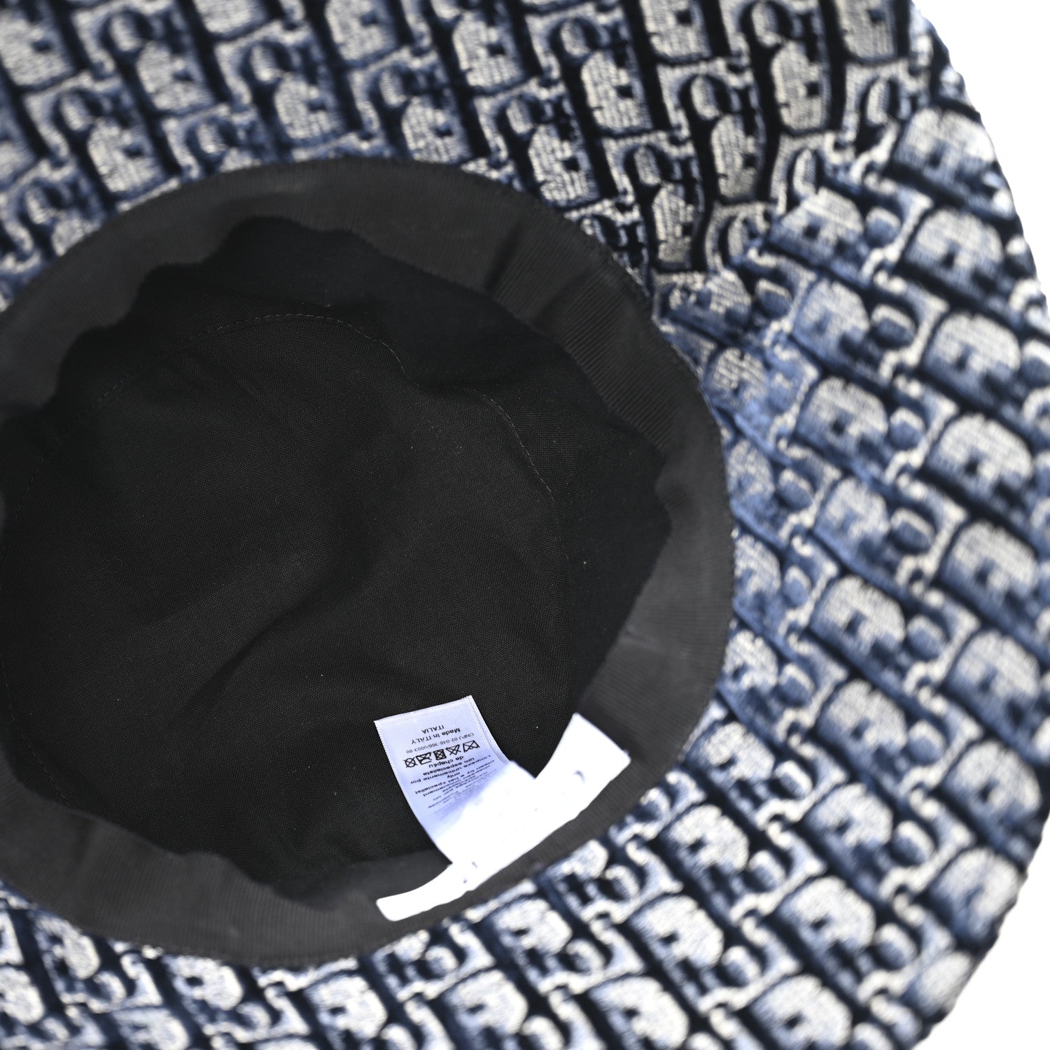 Christian Dior Velvet Oblique Large Brim Bucket Hat 58 Bleu Marine 7 of 8