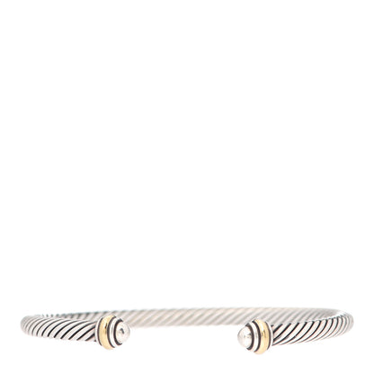 David Yurman Sterling Silver 18K Yellow Gold 4mm Cable Classics Bracelet 1 of 5