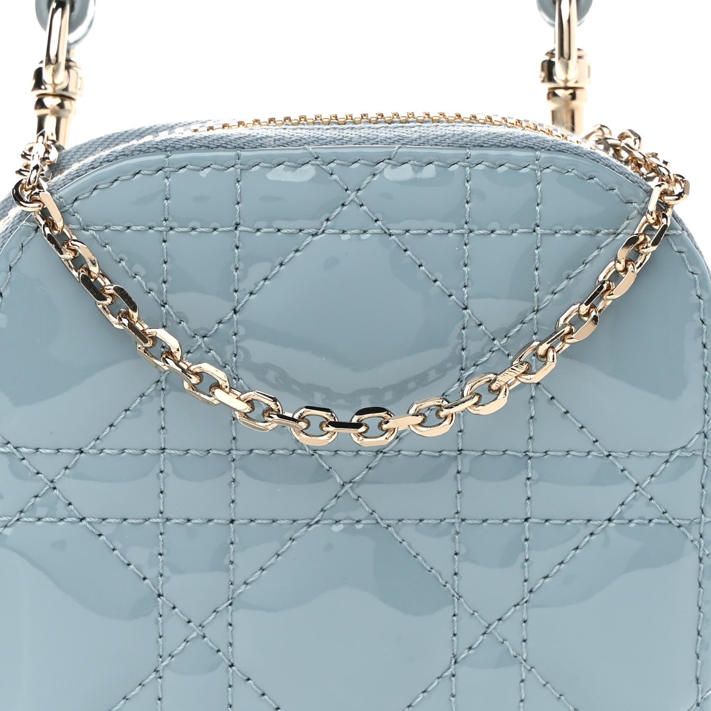 Patent Cannage Lady Dior Phone Holder Cloud Blue