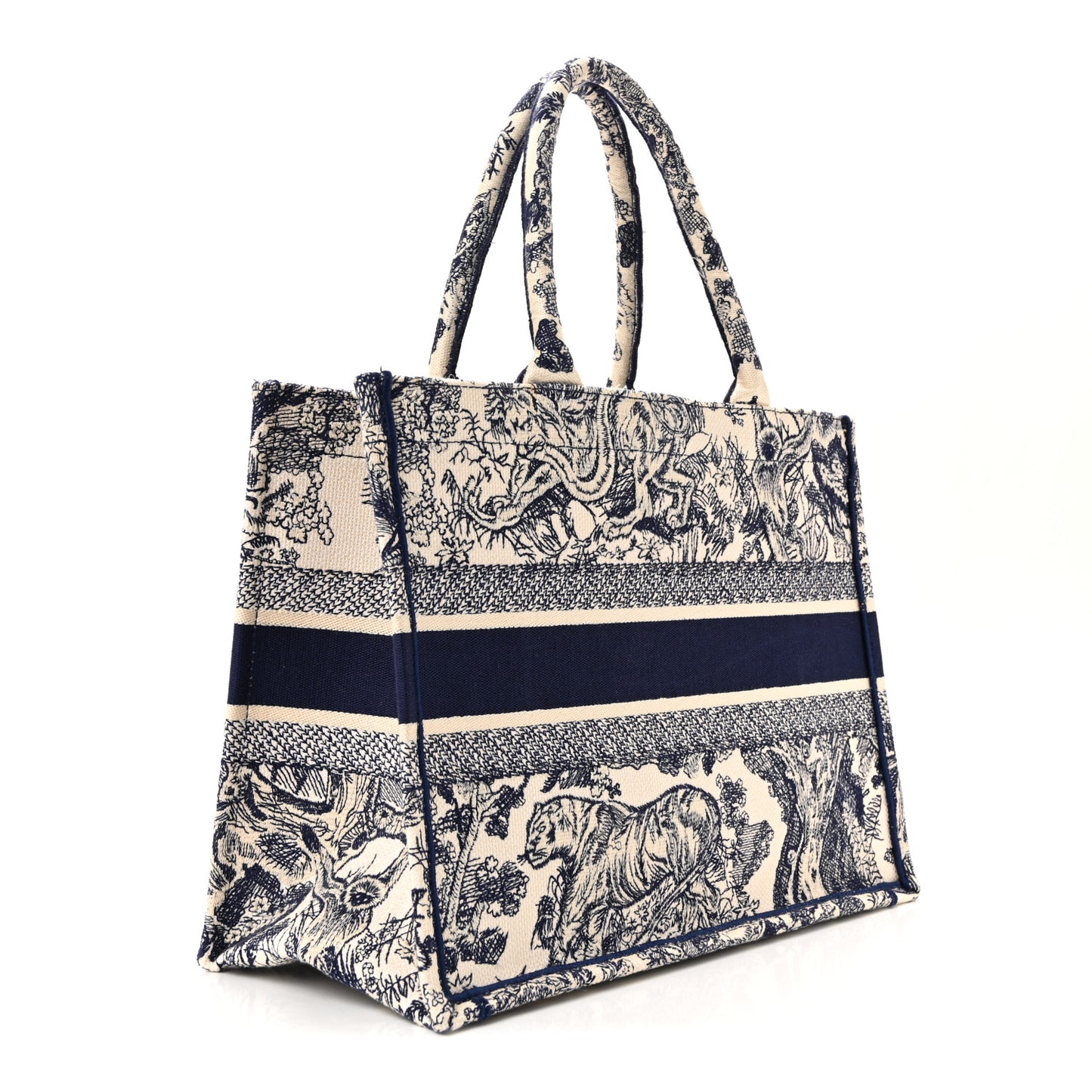 Canvas Embroidered Medium Dioriviera Toile De Jouy Book Tote Blue