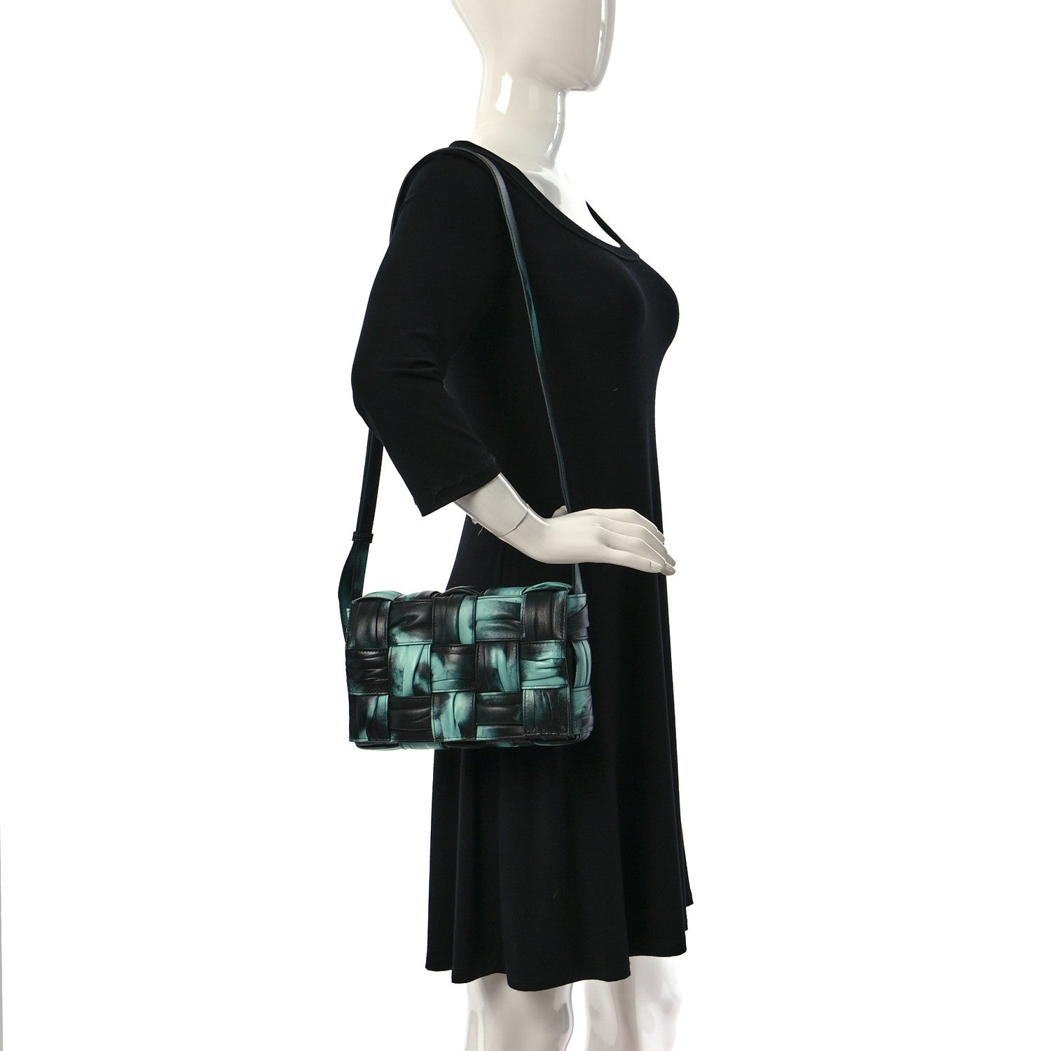 Bottega Veneta Foulard Tie Dye Maxi Intrecciato Padded Cassette Crossbody Bag Celadon Inkwell 2 of 12