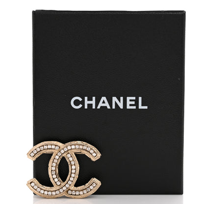 Chanel Metal Crystal Baguette CC Brooch Gold 4 of 4