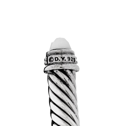 David Yurman Sterling Silver Diamond White Agate 5mm Cable Classics Bracelet 3 of 3