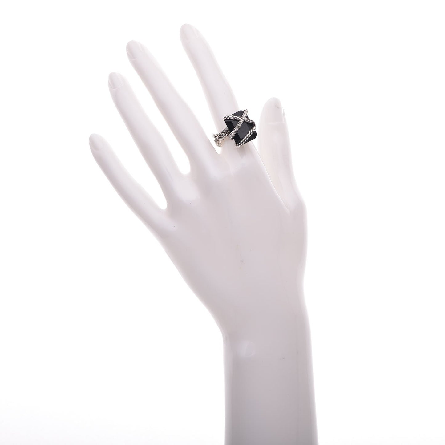 Sterling Silver Diamond Black Onyx 15mm Cable Wrap Ring 52 6