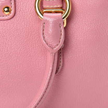 Miu Miu Goatskin Madras Shopping Tote Rosa 23 of 27