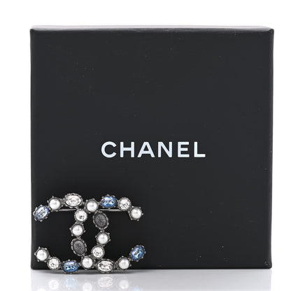 Chanel Crystal Pearl CC Brooch Silver Blue 5 of 5
