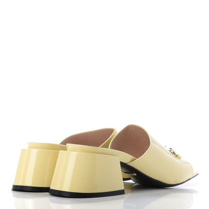 Gucci Patent Lexi Horsebit Mid-Heel Slide Sandals 40 Burro 4 of 10