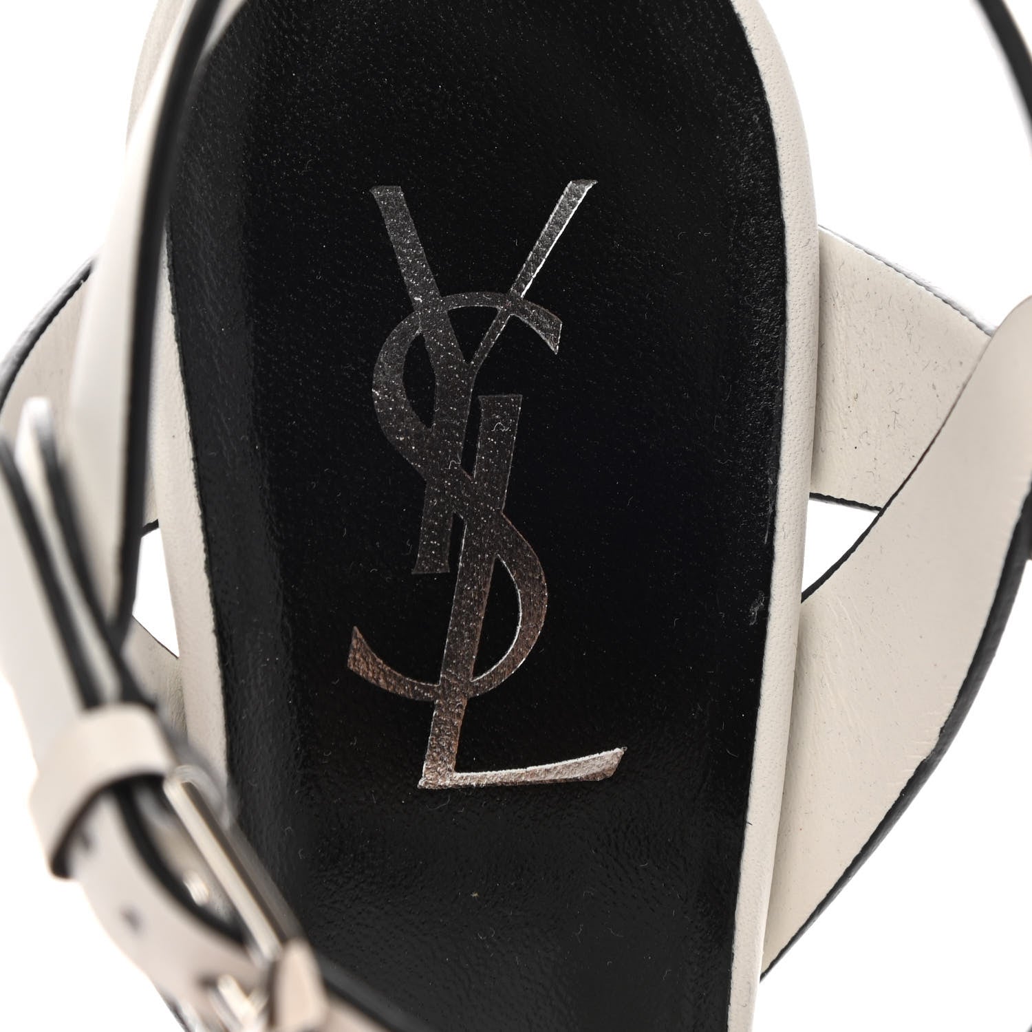 Saint Laurent Calfskin Tribute 105 Platform Sandals 36 White Black 7 of 8