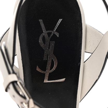 Saint Laurent Calfskin Tribute 105 Platform Sandals 36 White Black 7 of 8