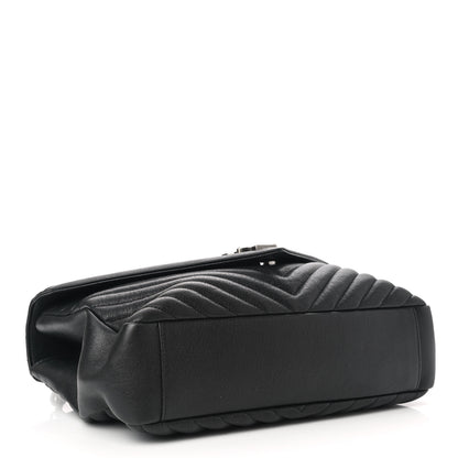 Saint Laurent Sheepskin Matelasse Chevron Monogram Large College Satchel Black 4 of 11