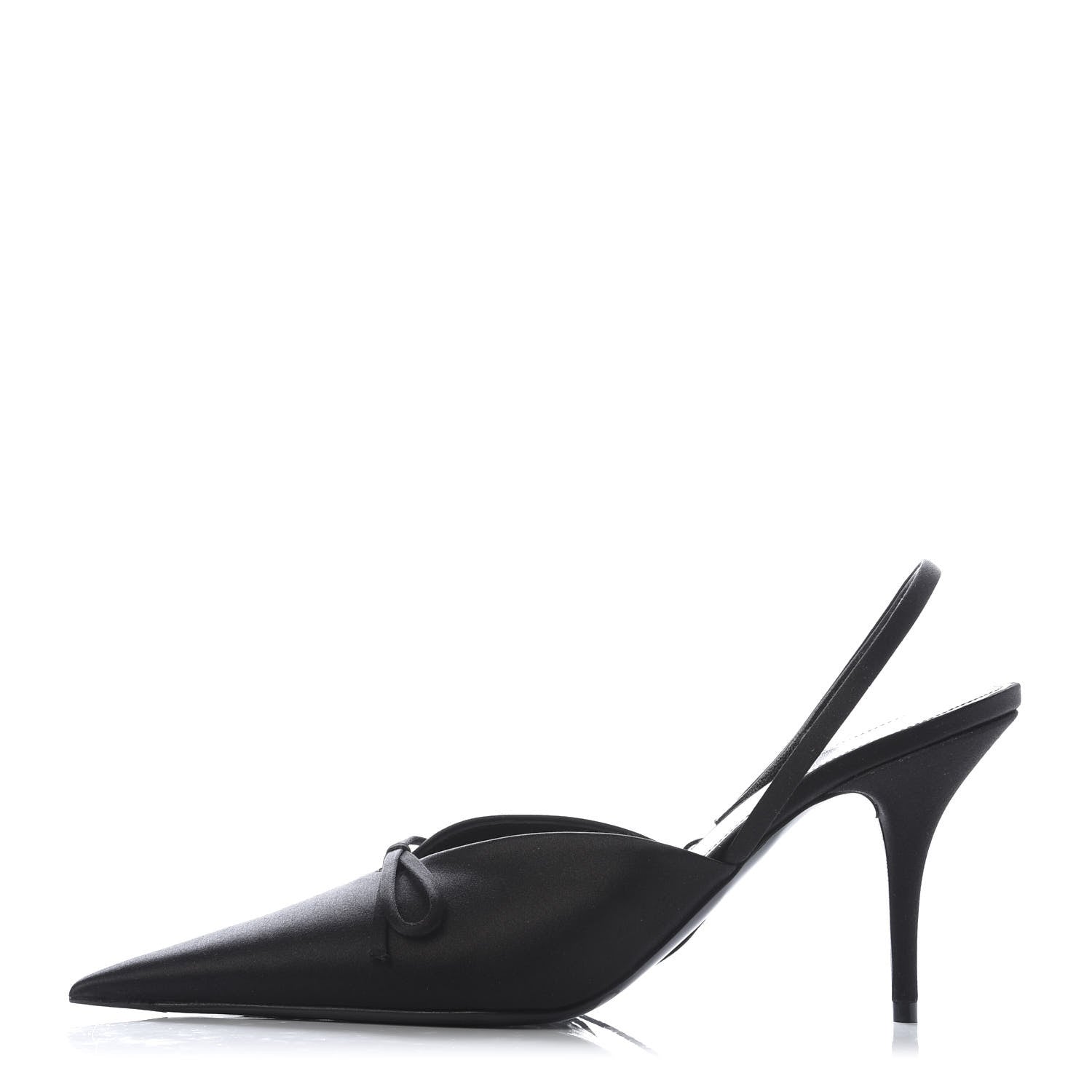 Balenciaga Satin Pointed Toe Knife Slingback Mules 41 Black 1 of 9