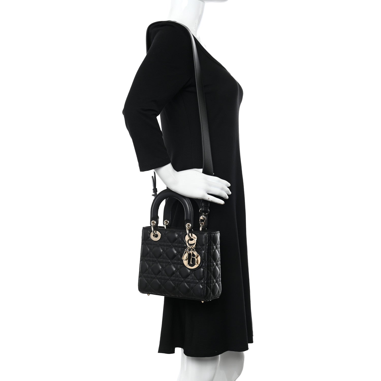 Christian Dior CHRISTIAN DIOR Lambskin Cannage Small My ABCDior Lady Dior Black 2 of 11