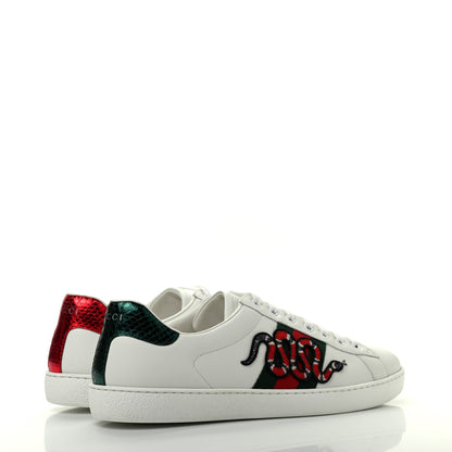 Gucci Calfskin Ayers Kingsnake Embroidered Mens Ace Sneakers 10 Green Red 4 of 10