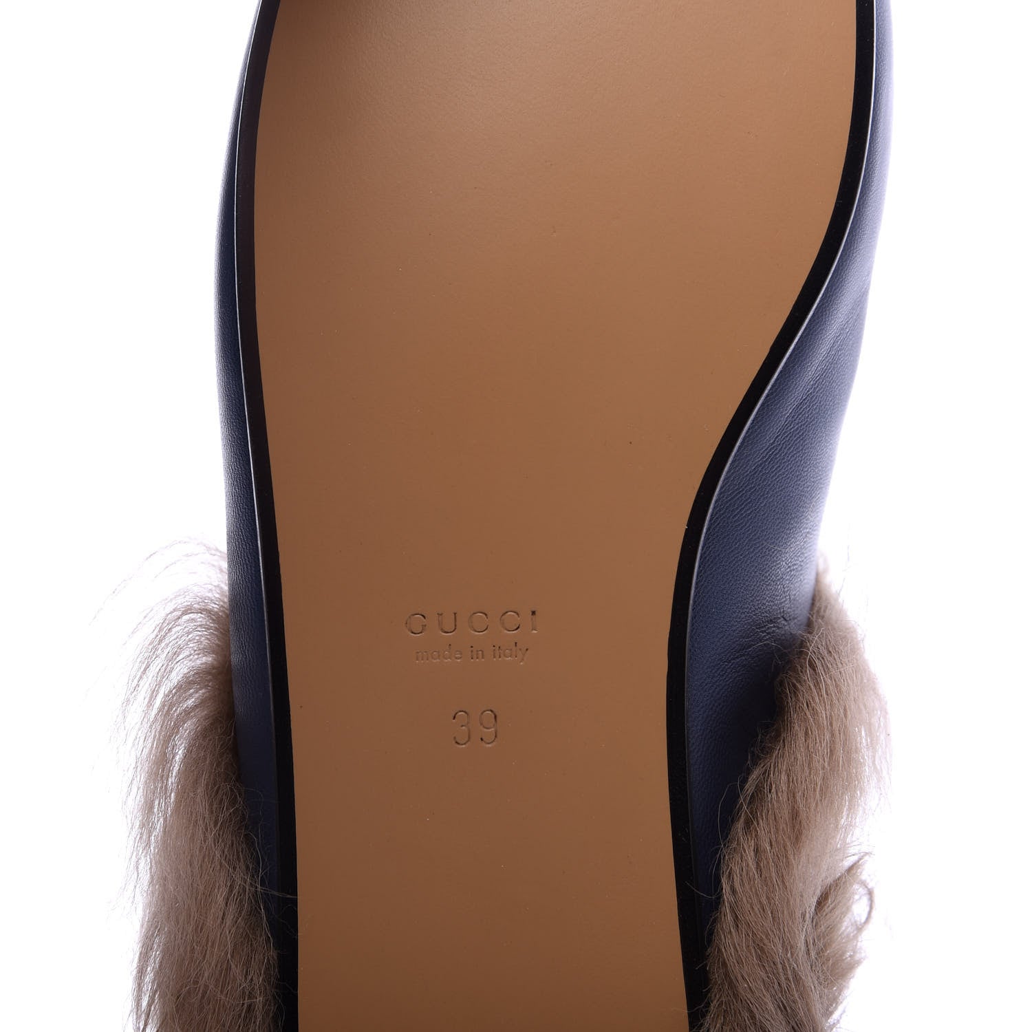 Gucci Malaga Kid Fur Womens Princetown Slippers 39 Blue Agata 7 of 8